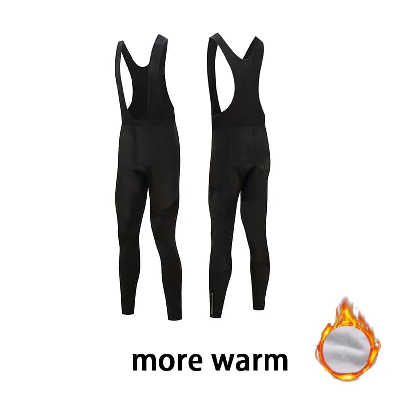Raudax Men's Classic Black Thermal Fleece Winter Cycling Pants Long Bib Pants Bicycle Riding Shorts Sports Running Gear