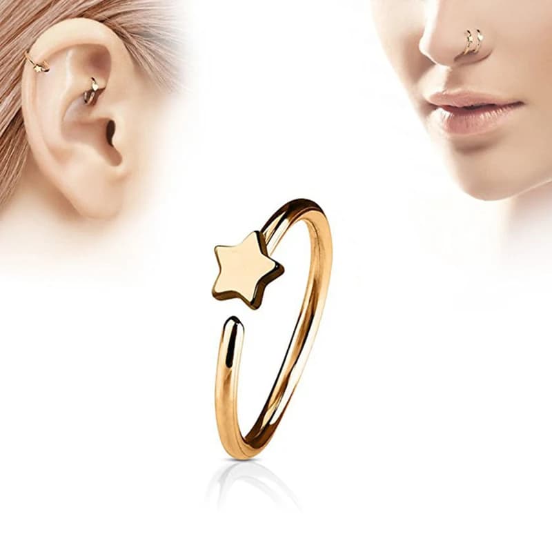 1 pz in acciaio inox stella naso anello cerchi orecchio cartilagine anello a cerchio aperto Piercing corpo piccoli orecchini per le donne Punk
