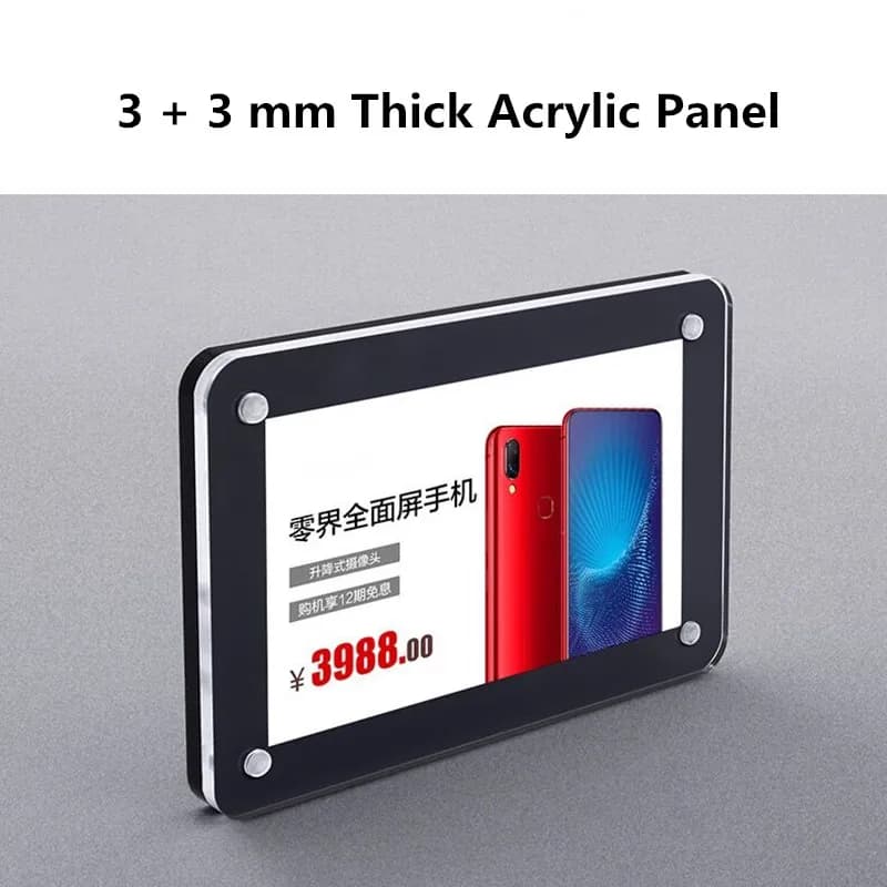 Cornice per foto magnetica in acrilico da 120x80 mm Porta carte per etichette per prezzi in stick Espositore per cartelli in acrilico