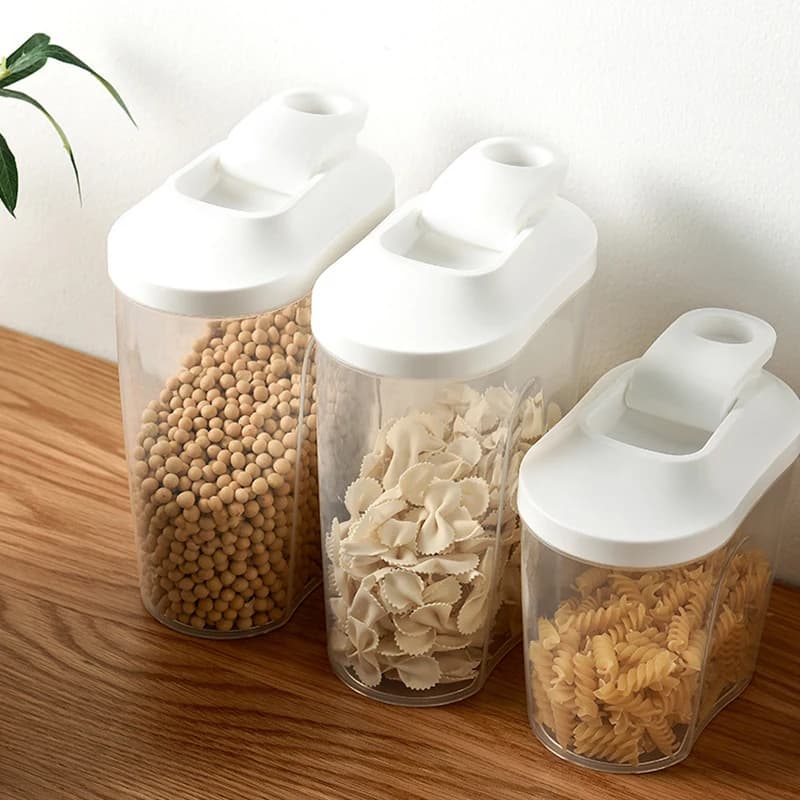 Contenitore per alimenti da 1500ml contenitore per spaghetti da cucina in plastica per frigorifero contenitore per cereali multicereali lattine sigillate trasparenti
