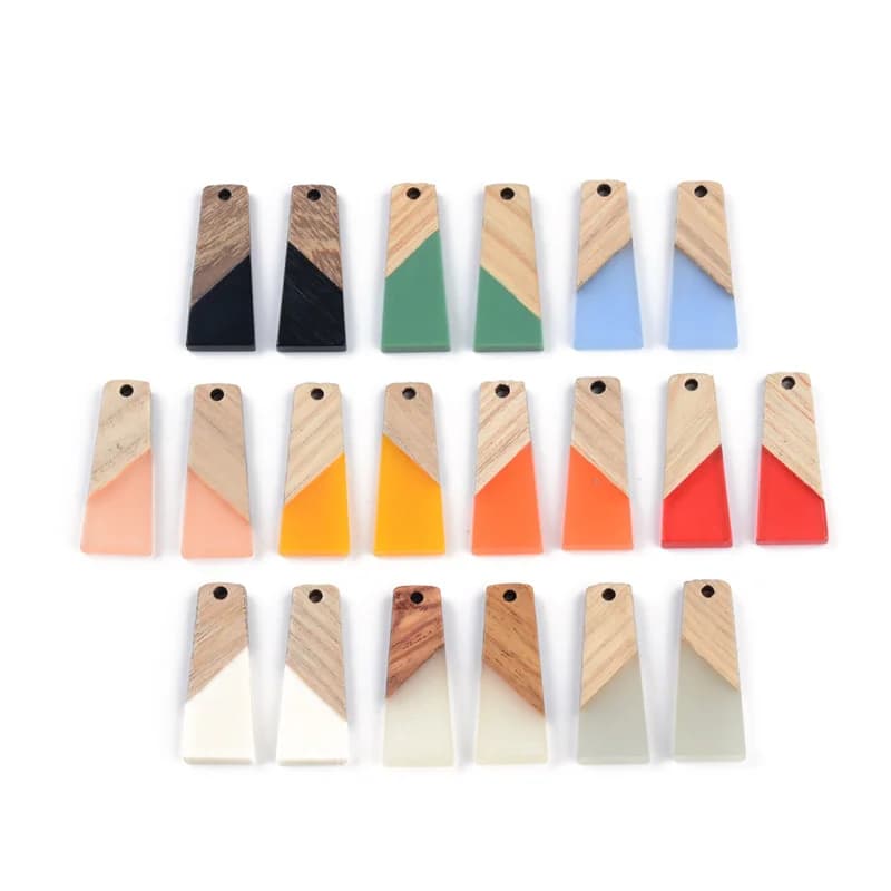 10PCS Accessori per giunzioni trapezoidali Giunzioni in legno naturale e resina Fatte a mano Fai da te Creazione di ciondoli Risultati e componenti di gioielli
