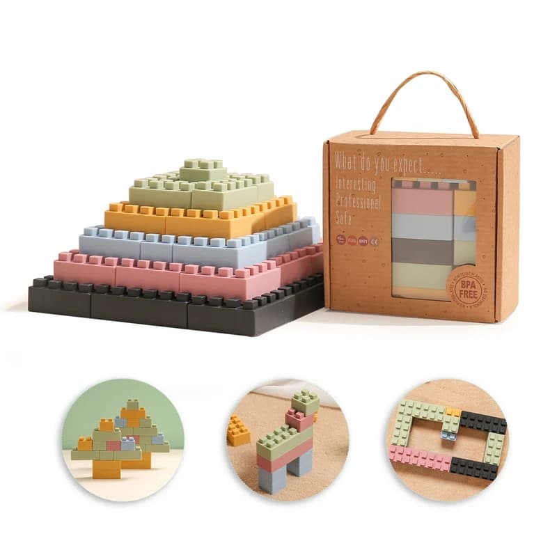 4Pcs/20Pcs mattoni modello in Silicone per bambini mattoncini educativi creativi fai-da-te sicurezza Non tossica per massaggiagengive morbido per regalo per bambini