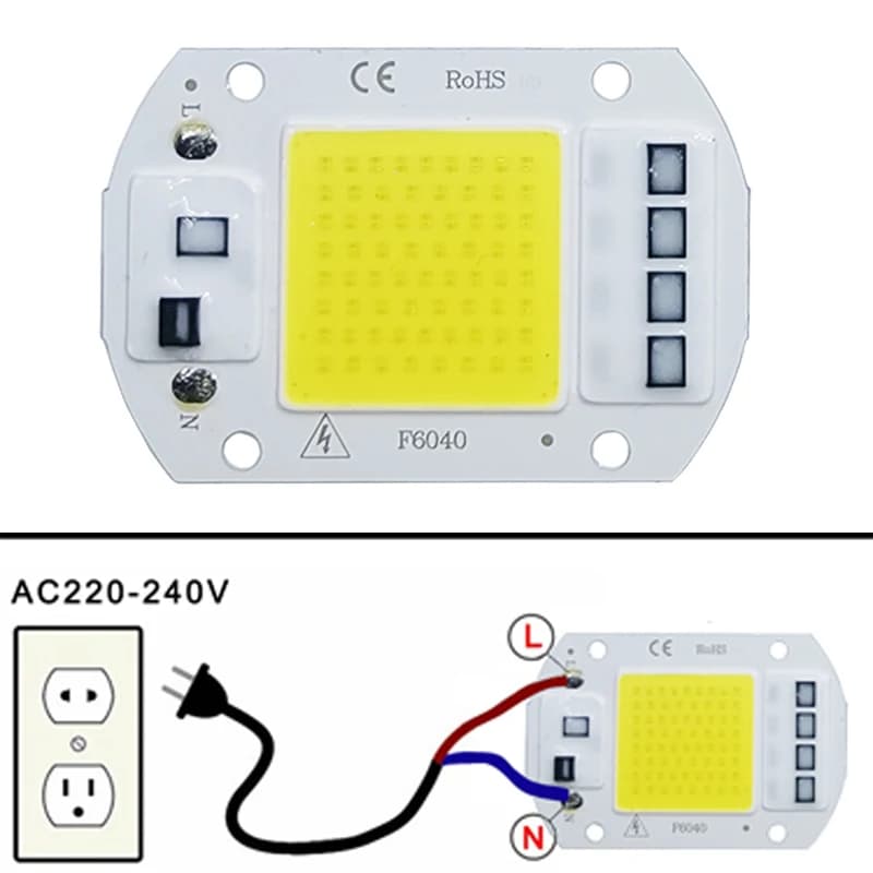 COB Lamp With Chip LED 10W 20W 30W 50W AC 220V 240V IP65 Smart IC No Need Driver Flood Light DIY Lamp LED Headlight Outdoor Lamp