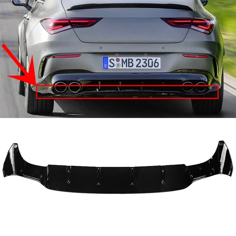 Diffusore Posteriore Nero Lucido per Styling Auto, Spoiler Splitter per Mercedes Benz W118 C118 CLA35 CLA45 AMG Line 2019-2024