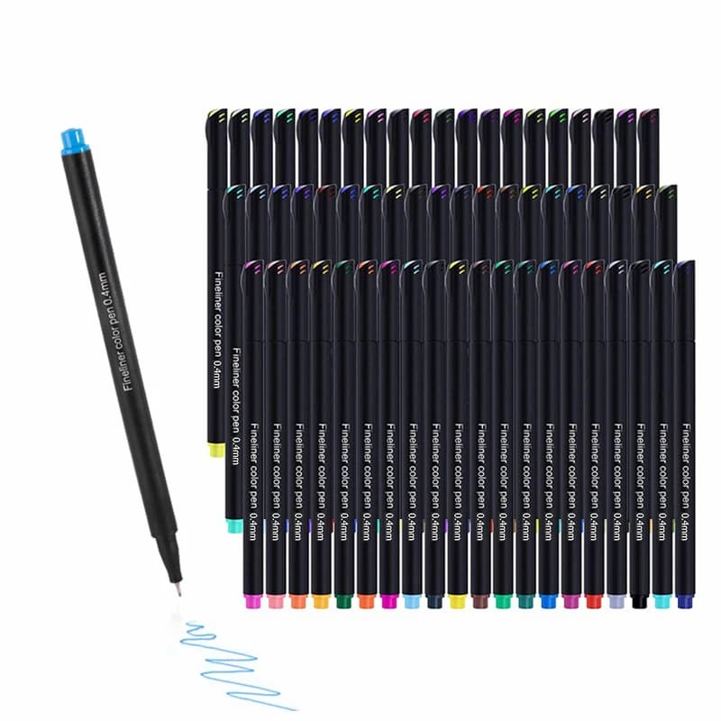 Penna colorata Fineliner Penna ad ago a base d'acqua da 0,4 mm 12/24/60 colori Penna con linea a gancio Penne Fineliner Art Handaccount Penna gel per pittura