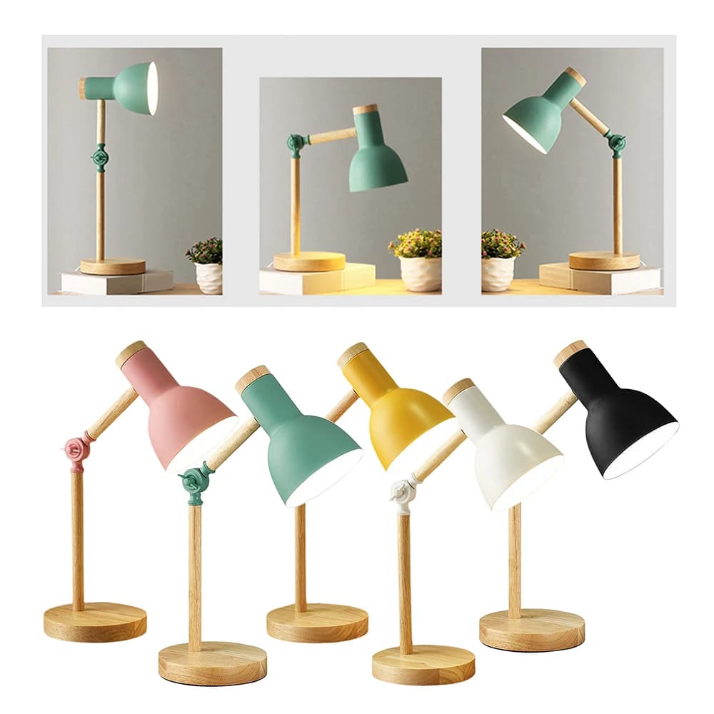 Creativo Nordic arte in legno ferro LED pieghevole semplice lampada da scrivania protezione degli occhi lampada da tavolo da lettura soggiorno camera da letto decorazioni per la casa