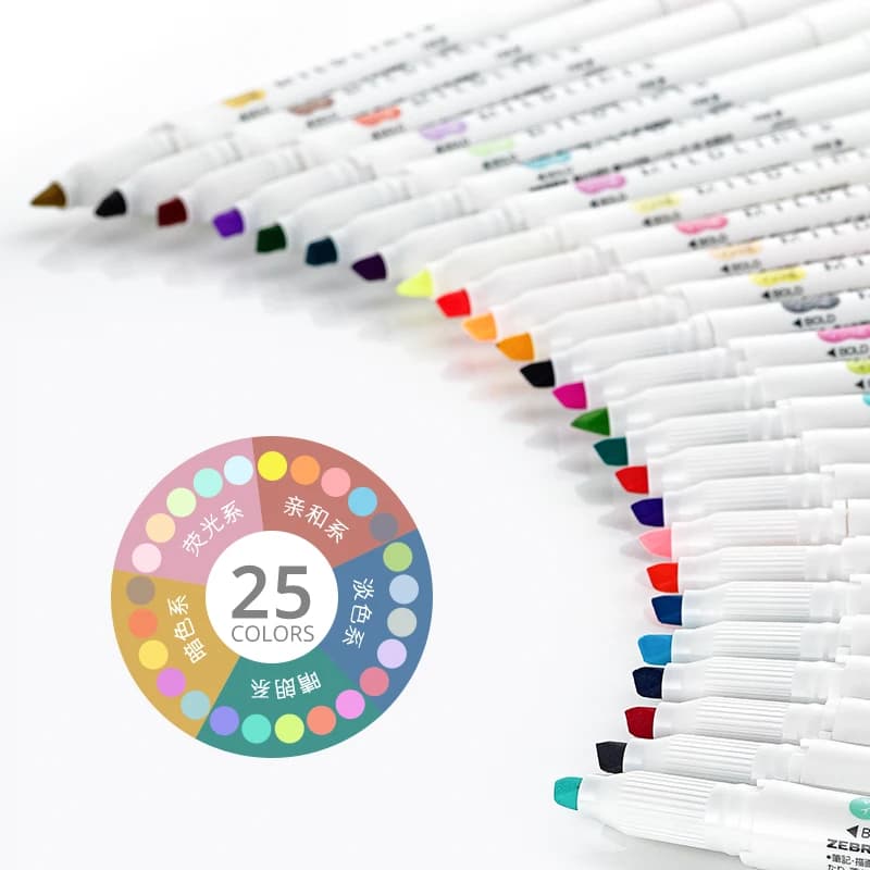 Zebra Mildliner Liner Penna evidenziatore a doppia testa Penna con gancio Penna con marchio artistico carino Zebra Mildliner Forniture artistiche di cancelleria giapponese