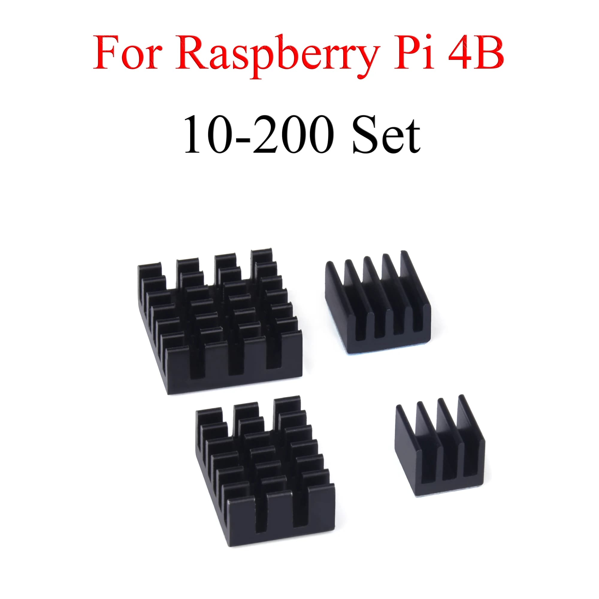 10 - 200 Set Aluminum Heat Dissiper Cooling Dissiper Heat Dissiper 4 pieces Radiator Kit for Raspberry Pi 4 Model B Black