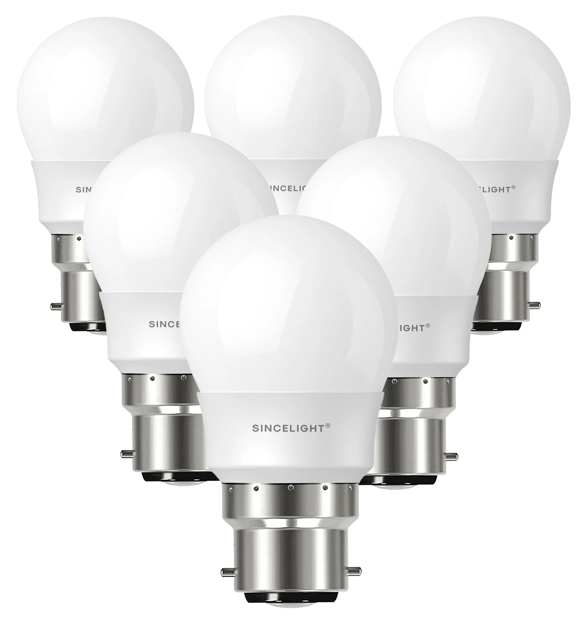Confezione da 6, lampadina LED B22, forma mini golf P45 con diffusore latteo, 5 W, 500 LM, RA92, piccola vite Edison SES, non dimmerabile