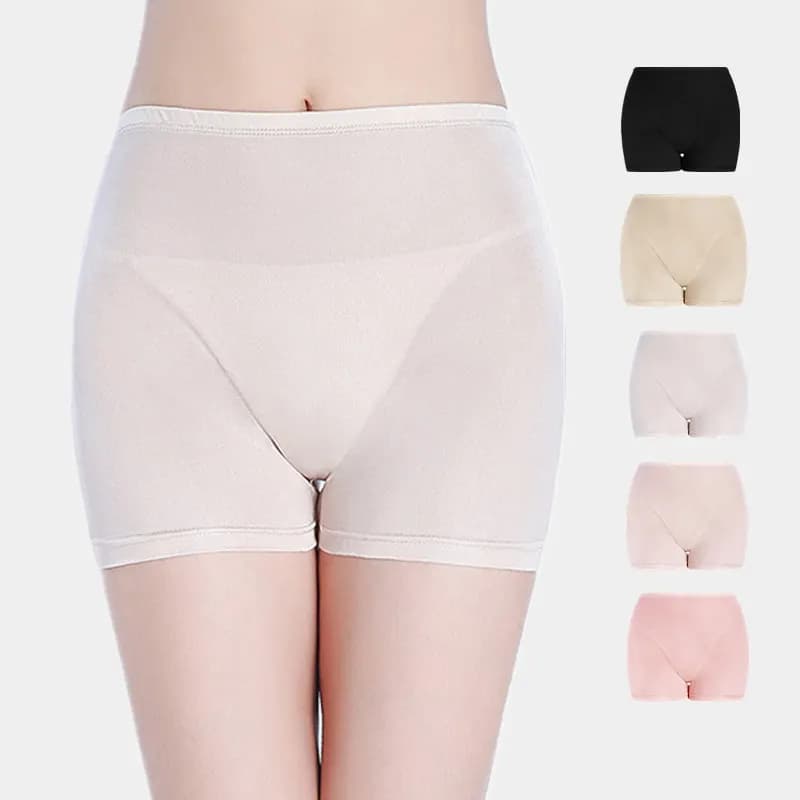 Birdsky, 2PCS Women silk boxer shorts safety pants safe underwear knickers high waist 30% mulberry silk,5 solid colors. OR-15