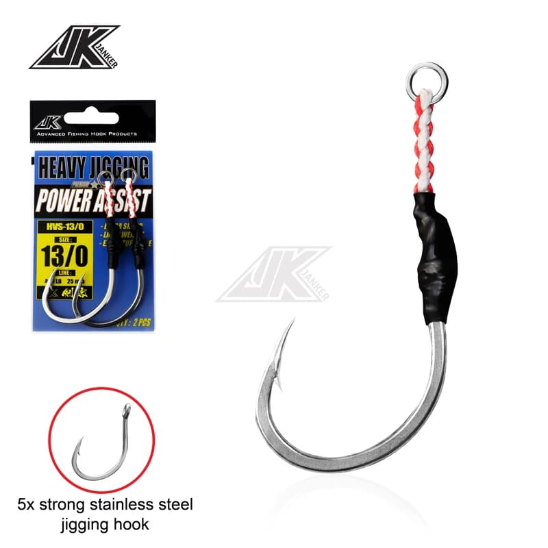 JK HVS Heavy Power Assist 7/0 ~ 13/0 Ami da jigging Esca in acciaio inossidabile Amo da pesca Acqua salata Gioco Cattura grande cacao 5X gancio