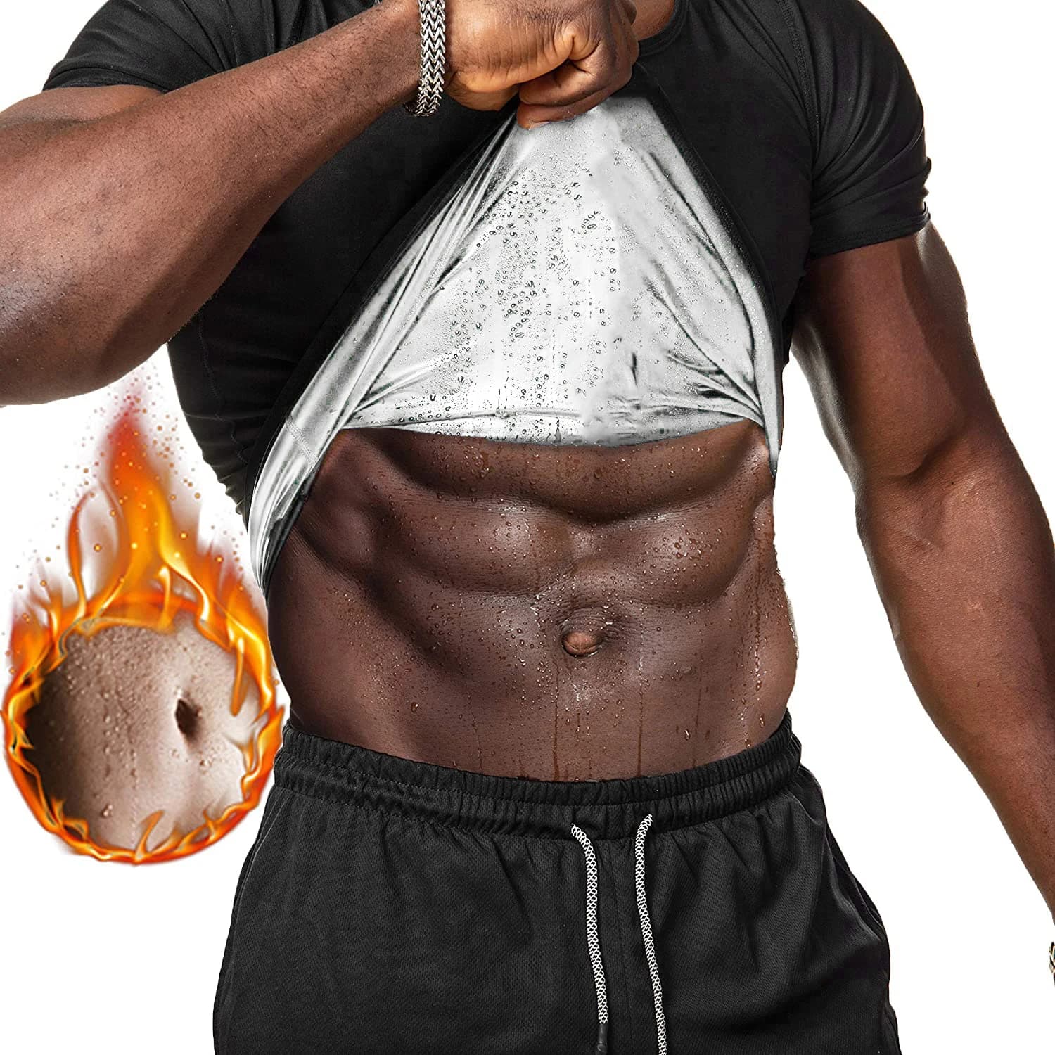 Uomo Fitness Sudore Sauna Shaper Heat Trapping T-shirt Perdita di peso Sauna Gilet Polimero Allenamento Wasit Trainer Burning Man Outfit