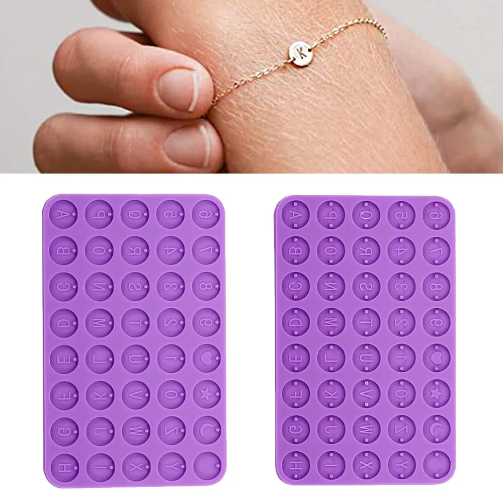 Lettere Numero Dischi Rotondi Stampo in Silicone Alfabeto Perline Pendenti per Bracciale Fai da Te Ciondolo in Resina Creazione di Gioielli Accessori