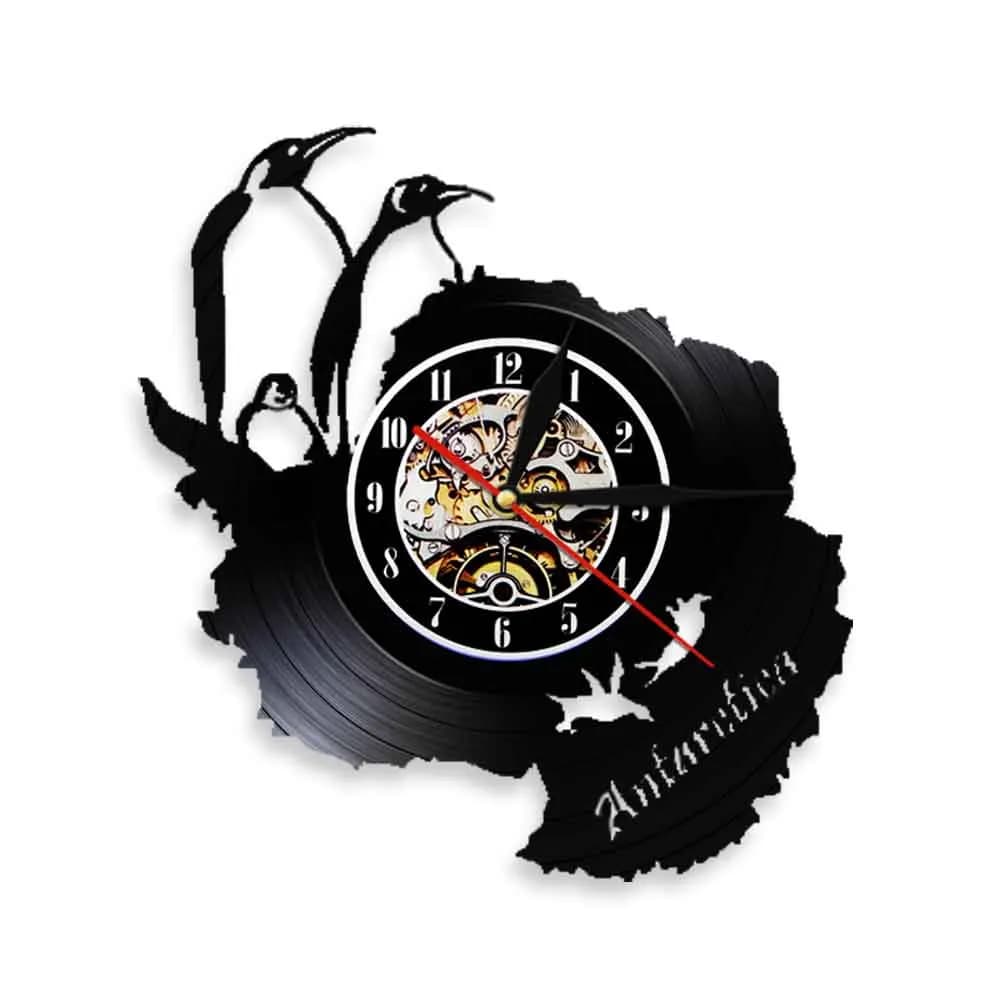 Wall clock in vinyl with nice penguins of Antarctica, modern design, home decoration, gift for penguins of the South Pole