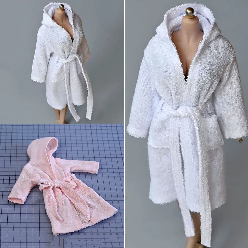 Colore rosa/bianco in vendita Set di vestiti per accappatoio Unisex in scala 1/6 per Action Figure maschili/femminili da 12 pollici