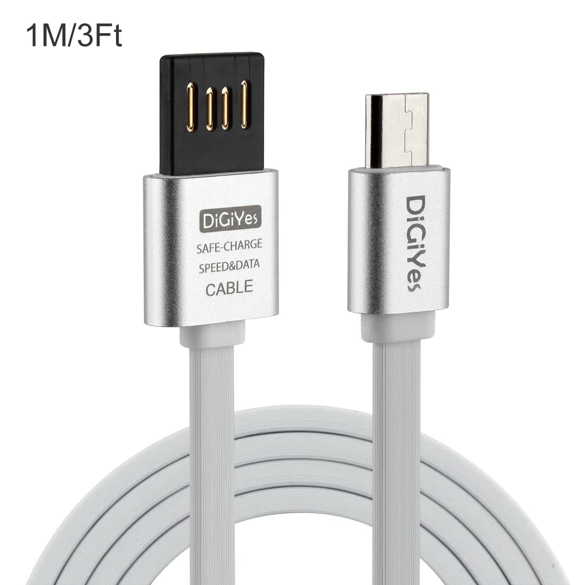 DiGiYes Cavo Micro USB da 1 M USB 2.0 Reversibile su entrambi i lati Cavo piatto di sincronizzazione e ricarica gratuito Cavo dati Cavo per telefono cellulare