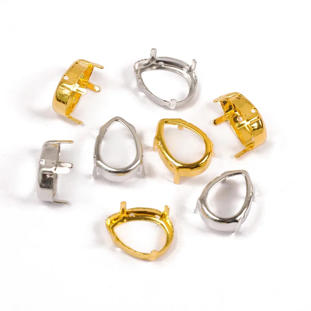 CTPA3bI di trasporto Superiore di Goccia Strass Le Impostazioni di Artiglio di Argento Placcatura In Oro di Alluminio Cucito di Cristallo Strass Perline FAI DA TE di Cristallo Rhinestione
