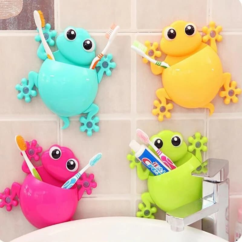 1PC Lovely Pretty Cartoon Gecko modello spazzolino dentifricio set da bagno 4 ganci di aspirazione contenitore spazzolino da denti