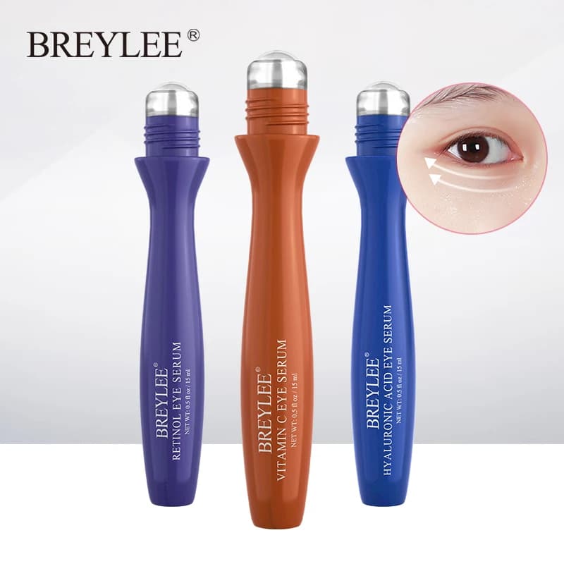 BREYLEE vitamin C serum for eyes roller for eyes massage retinolo hyaluronic acid bags for eyes moisturizing cream dark circles eye care 15ml