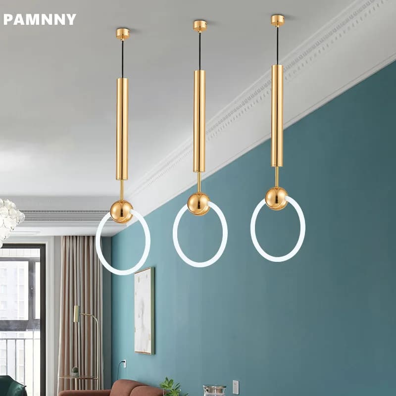 PAMNNY Modern Led Pendant Lights Personality Iron Art Home Decor Simple Circle Ring Lamp Dining Room Bedroom Hanging Lighting