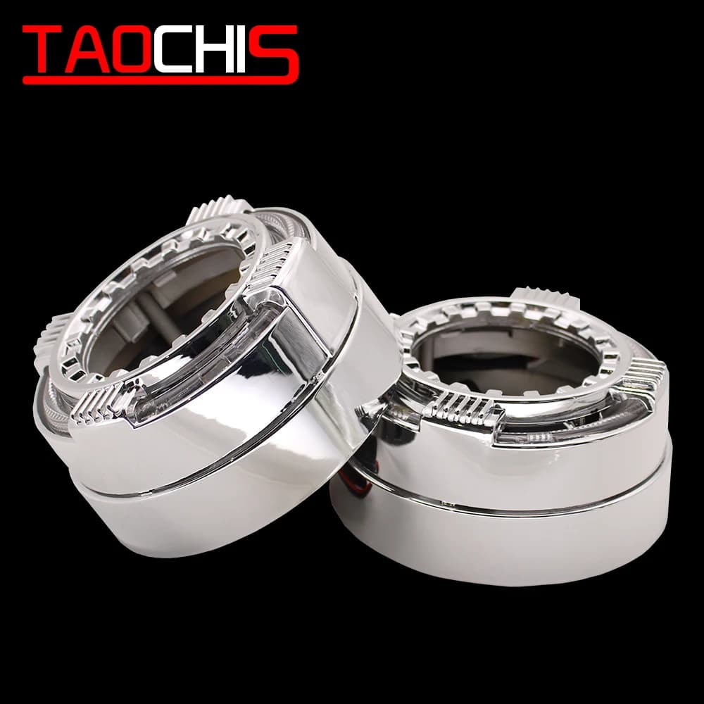 TAOCHIS 2.5 pollici MINI H1 bi xenon lente del proiettore copertura fari auto maschera colore cromo guida luminosa angelo occhi bianco rosso blu