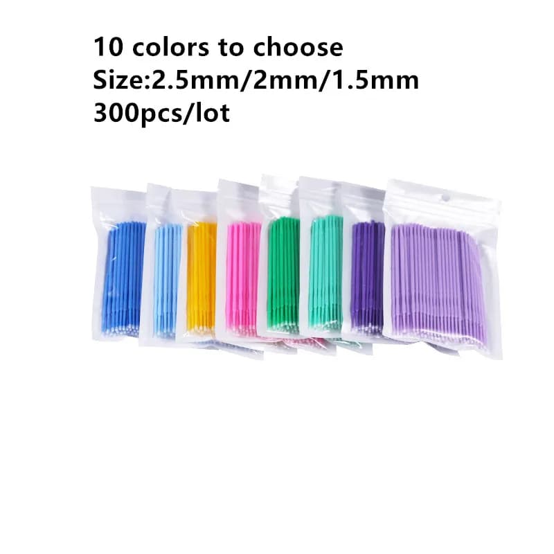 10 colors 300 pieces micro brushes for extension eyelashes make-up brush disposable single applicators Mascara lashes brush