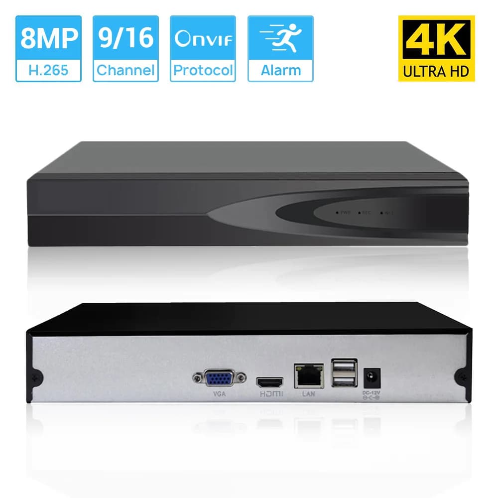 Hamrolte 8MP CCTV NVR 16CH/10CH 4K Network Video Recorder Face Detection Xmeye Cloud Home Surveillance Recorder H.265 P2P