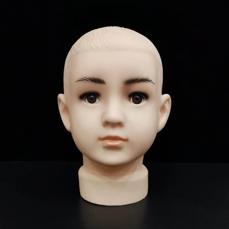 Testa di Manichino in PVC per Bambini, per Esposizione di Cappelli, Parrucche e Occhiali, Circonferenza 16,5 Pollici