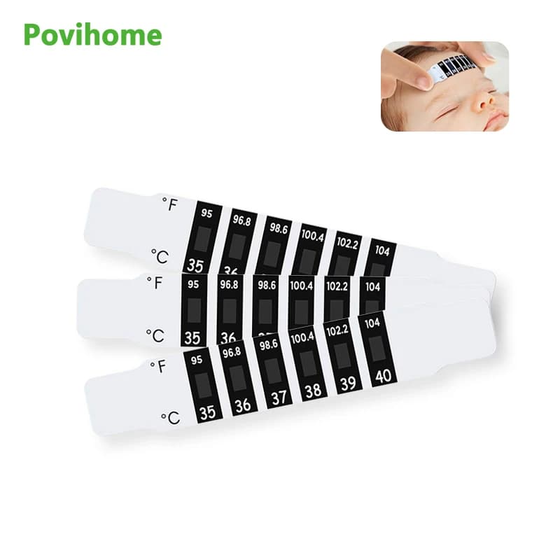 5pcs adesivi per la misurazione della temperatura della fronte del bambino strisce che cambiano colore Display scolorimento termometro assistenza sanitaria C2091