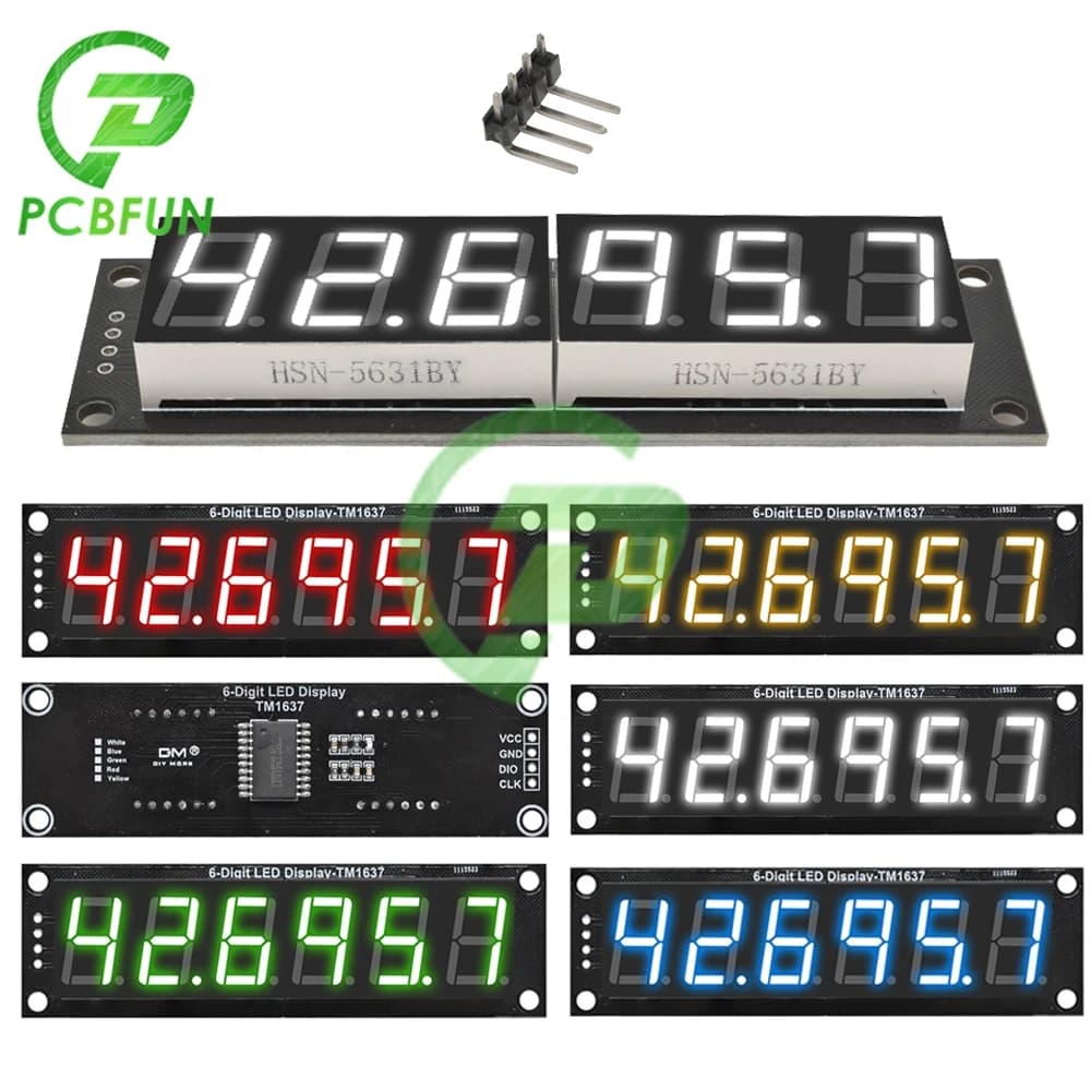 Digital Tube Module TM1637 from 0.56 inch to 6 digits 7 segments 5V Module LED display white/red/yellow/green/blue for Arduino