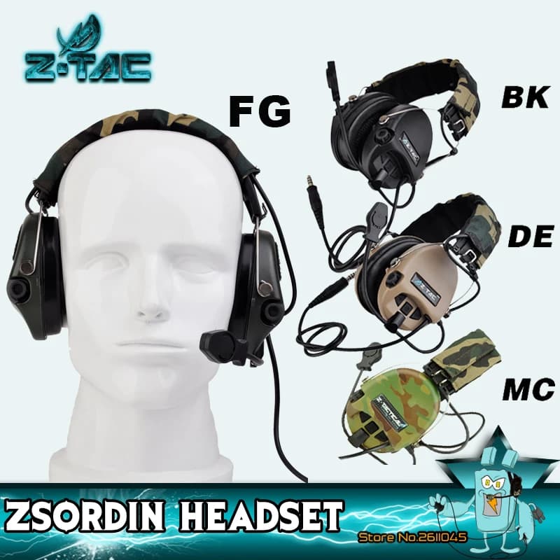 Z-TAC Tiro Cuffie tattiche Cuffie tattiche Sordin Pickup attivo Cancellazione del rumore Airsoft per walkie-talkie Z111