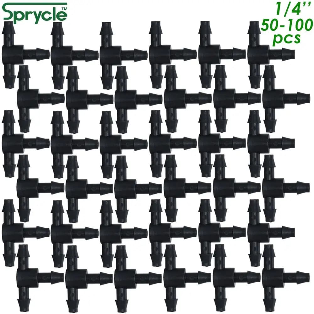 SPRYCLE 20-100PCS Pushed Tee 3-Way Joint 4/7mm Connector Garden Irrigation 1/4 Inch Pipe Micro Slitting Tool for Plant Jars