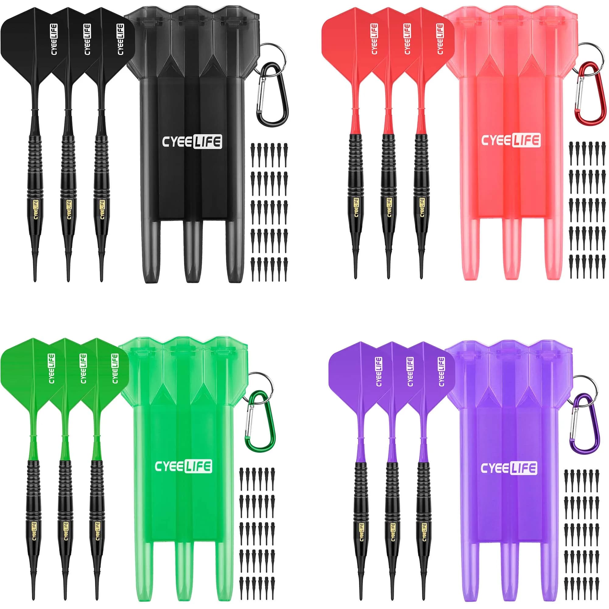 CyeeLife Soft Darts 18g + Custodia per il trasporto + Punti aggiuntivi + Voli, Set di freccette con punta in plastica elettronica professionale