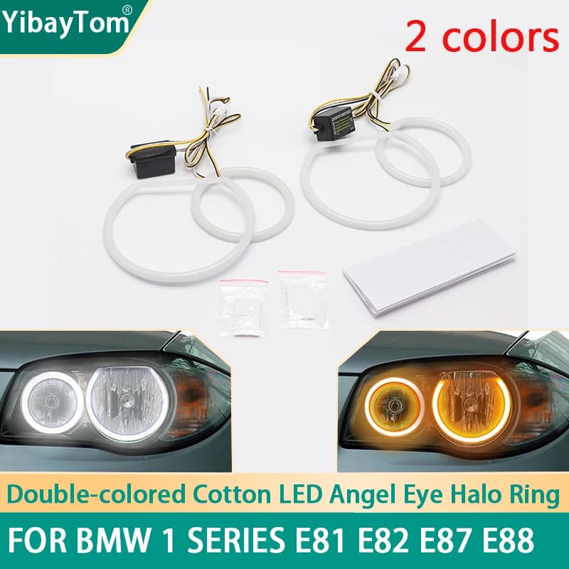 Per BMW Serie 1 E81 E82 E87 E88 Faro alogeno Accessori SMD Cotone Luce Switchback LED Angel Eye Anello DRL Kit