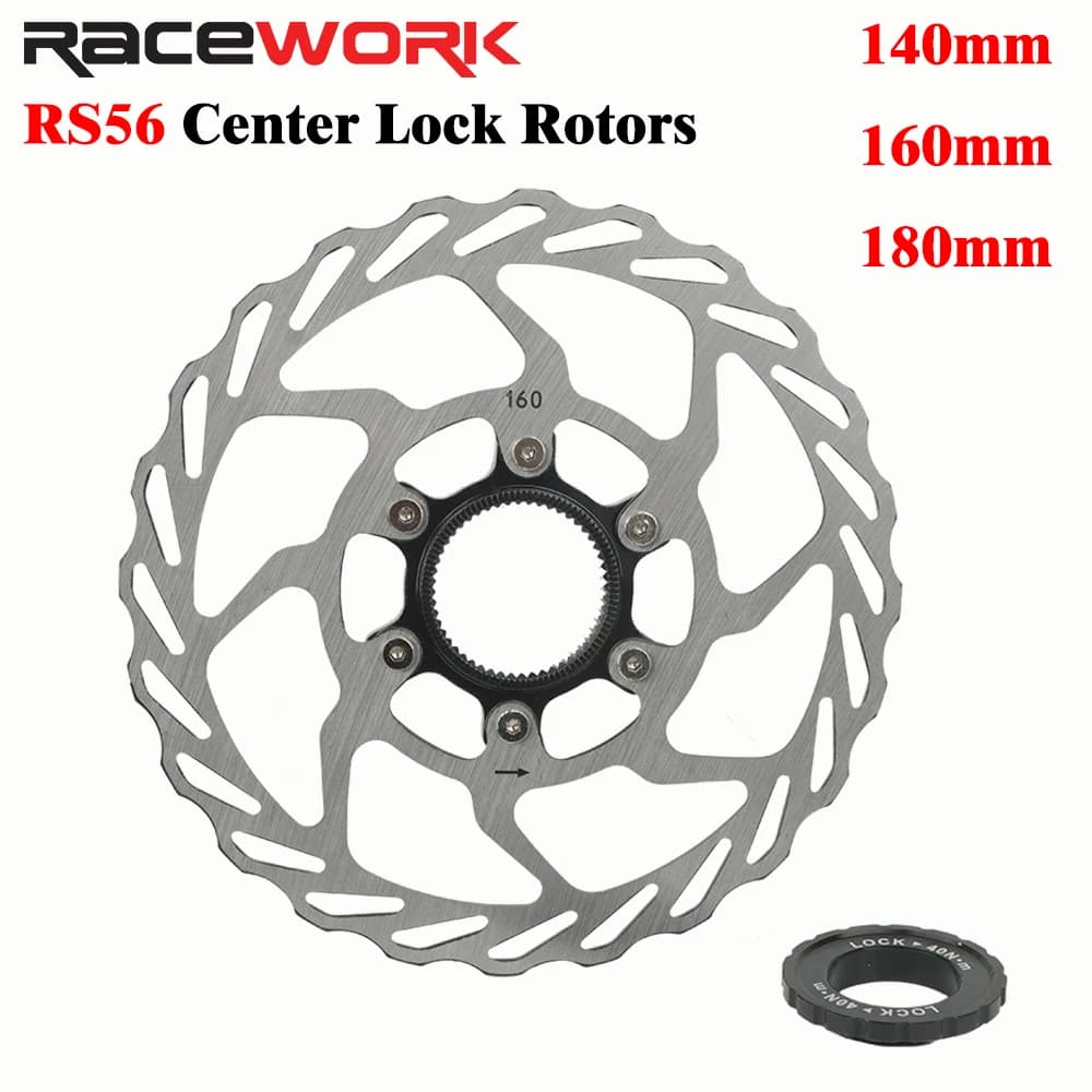 RACEWORK Bike Center Lock Rotore del freno a disco RS6 MTB Bicicletta da strada 140mm 160mm 180mm Disco freno di raffreddamento cavo e anello di bloccaggio