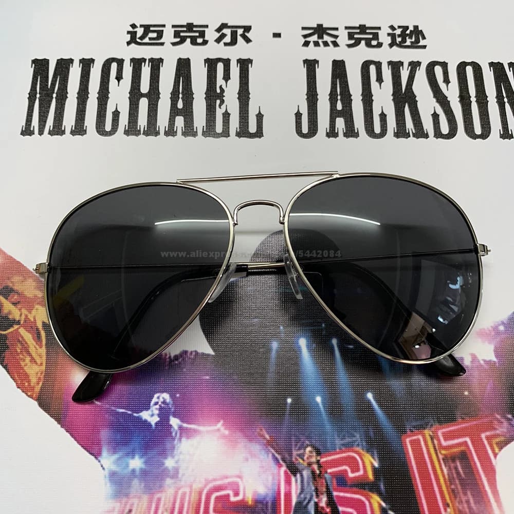 MJ Michael Jackson Puntelli Cosplay Nastro Nero Occhiali Street Travel Protezione solare per esterni Occhiali da sole Collezione Preformance # 1BLJD14