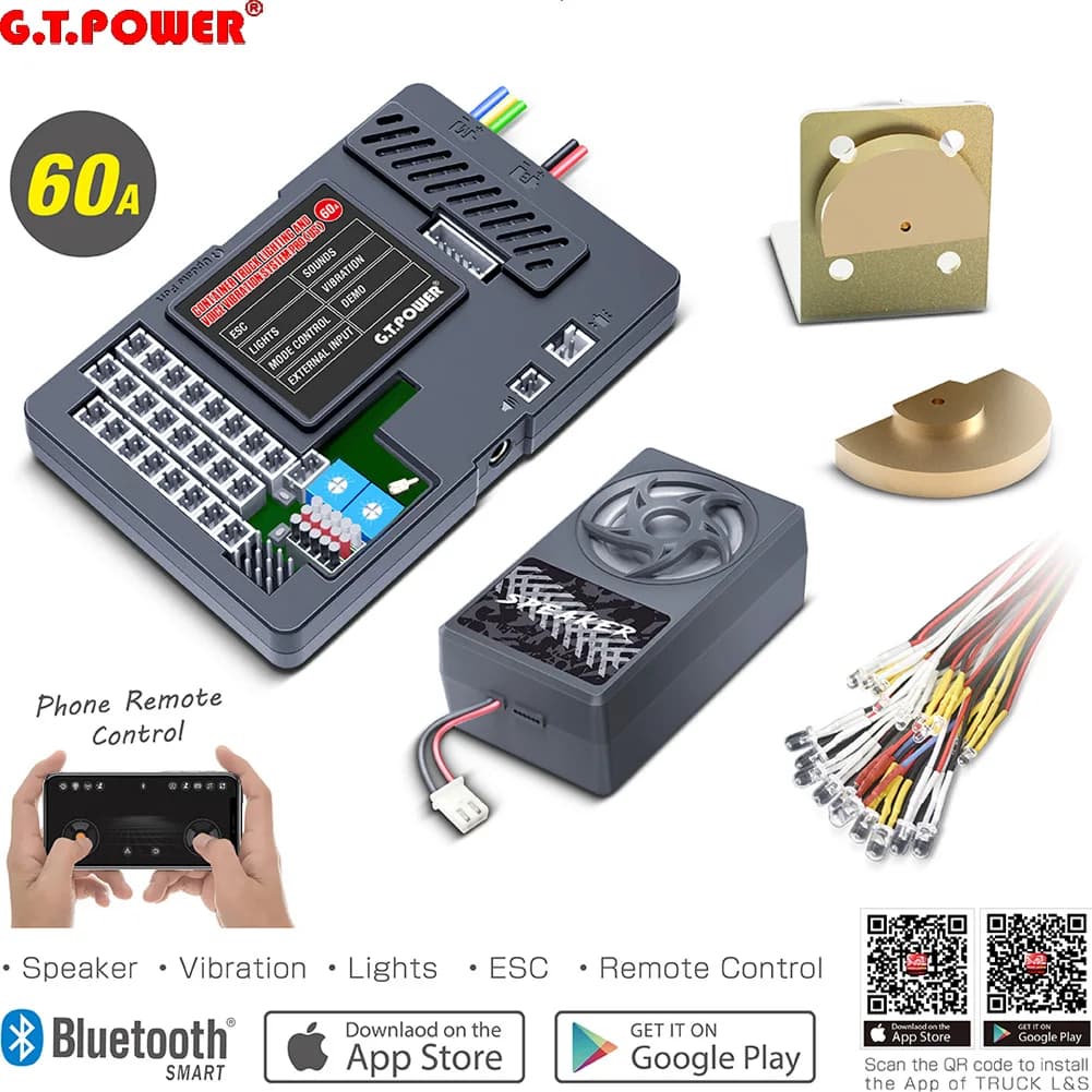 Sistema di illuminazione e vibrazione vocale per camion container GTPower PRO con uscita ESC 60A per parti di accessori per auto RC