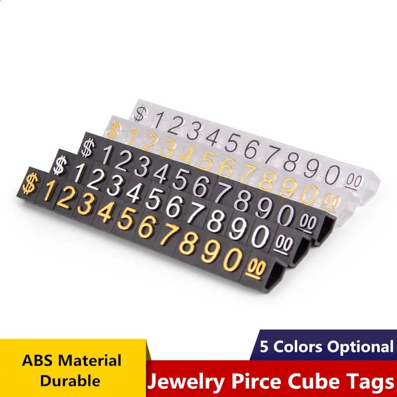 4mmx6mm Small Adjustable Jewelry Price Cube Tags Block Kit Mini Counter Number Sale Price Label Display Stand