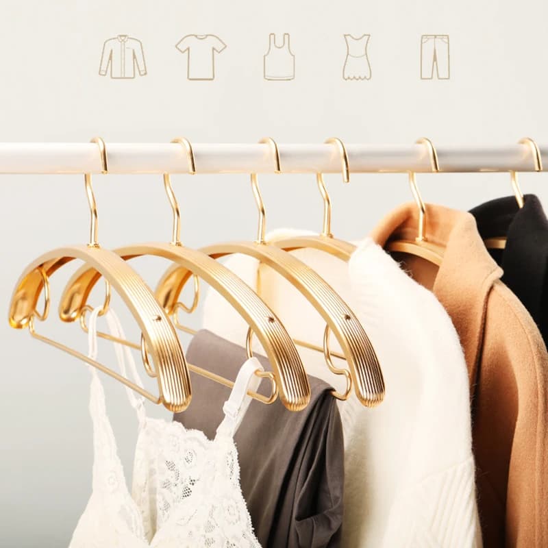 5 pezzi Widen appendiabiti in metallo lega di alluminio oro salvaspazio per uso domestico appendiabiti antiscivolo maglione pantaloni camicia stendino