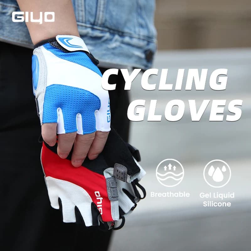 Giyo Hand-Free Cycling Gloves, Half-Geed Gloves, Lycra Fabric Short Gloves, MTB and Road Bike Outdoor Equipment