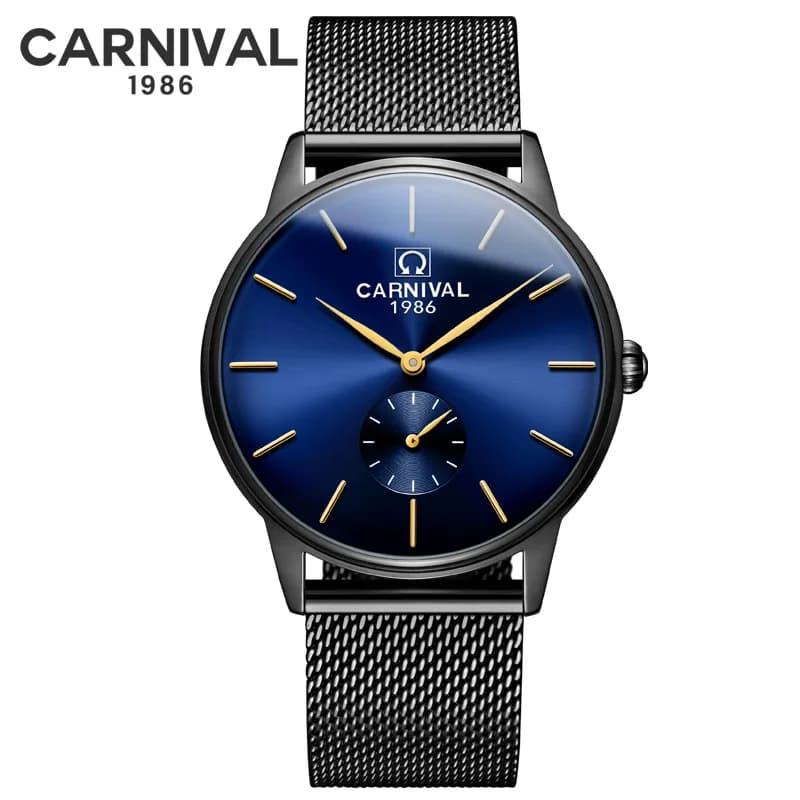 Montre Homme Carnival Brand Orologio da uomo di moda Orologio da uomo di lusso in acciaio inossidabile Orologio da polso al quarzo impermeabile Reloj Hombre