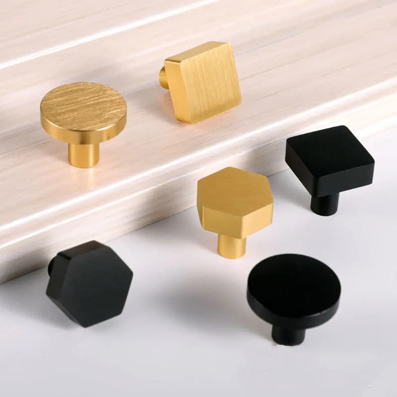 Maniglie per mobili in alluminio spazzolato oro/nero Manopole per mobili esagonali quadrate rotonde Maniglia per armadio per cassetti Maniglie semplici Morden