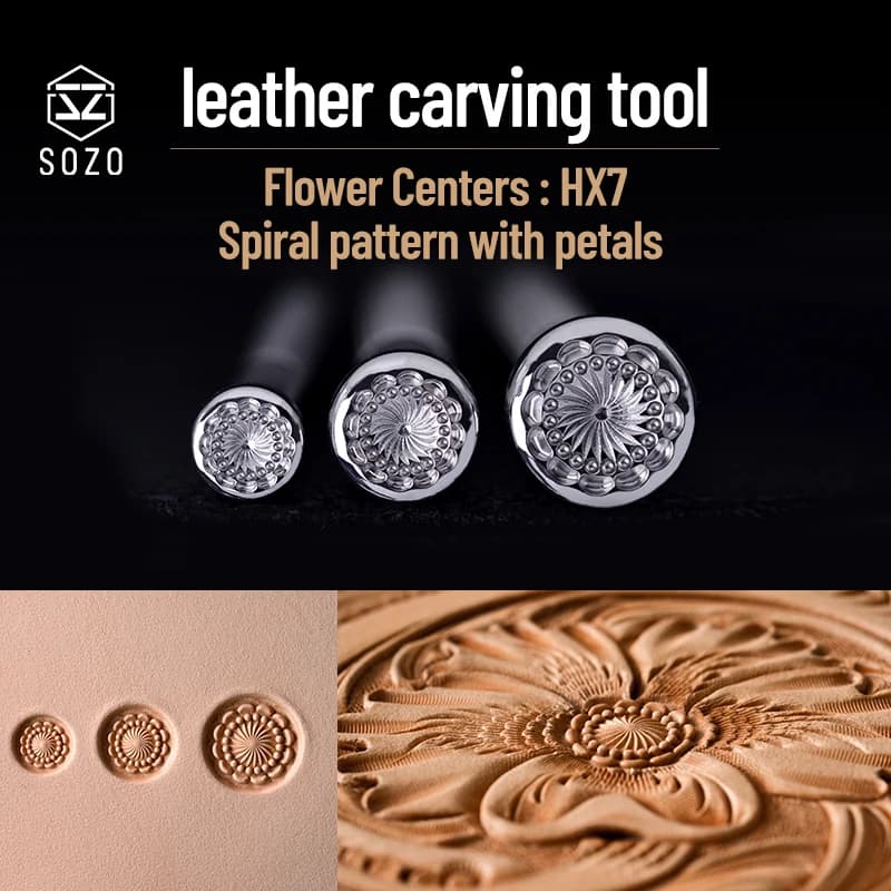 HX7 flower centers for carving tools stamps for embossing leather with 304 stainless steel petal press