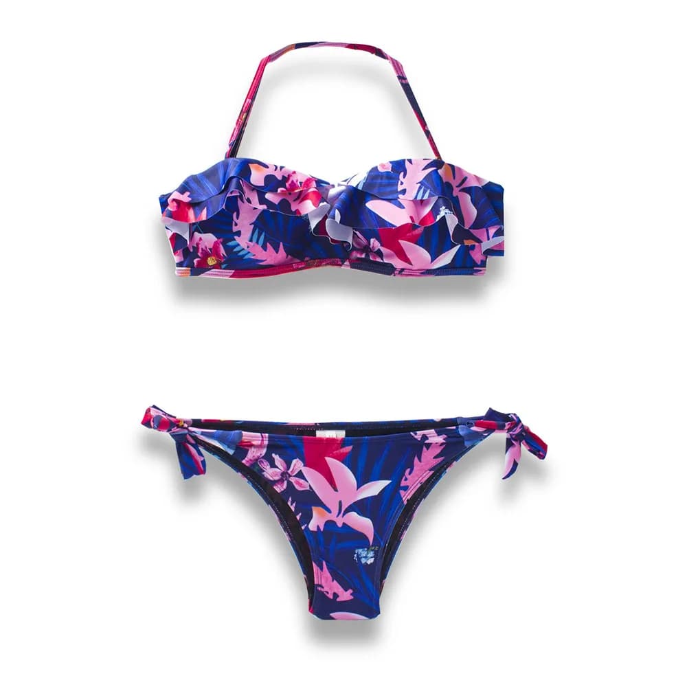 Falbala brasiliano Push Up Bikini donna floreale Halter stampa costume da bagno per ragazze Lady perizoma Bikini Set fasciatura Biquinis costumi da bagno