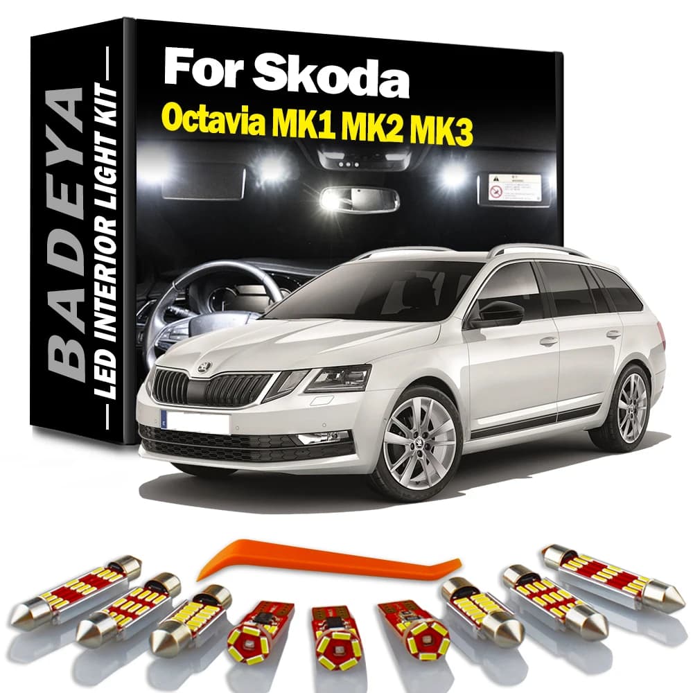 BADEYA Canbus LED Interior Map Dome Trunk Light Kit per Skoda Octavia MK1 MK2 MK3 1 2 3 Sedan Combi Vehicle Lamp lampadine a Led per auto