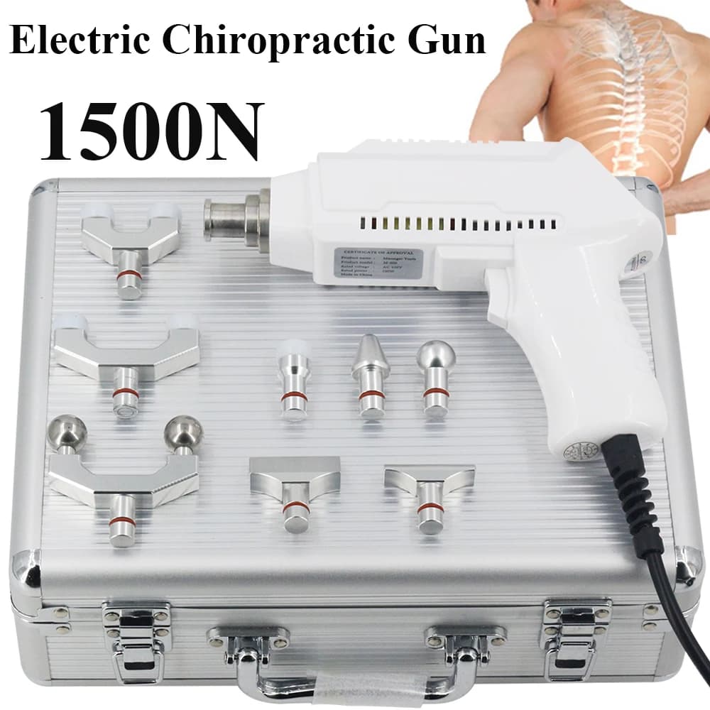 Electric Chiropractic Massage Gun 1500N New Chiropractic Adjusting Tool 8Heads For Spine Correction Strength Adjustable Massager
