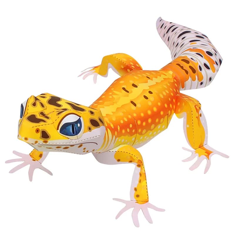 Leopard Gecko Lizard Handmade Origami Art Mini Cute 3D Paper Model Papercraft Reptile Animal DIY Kids Adult Craft Toys QD-043