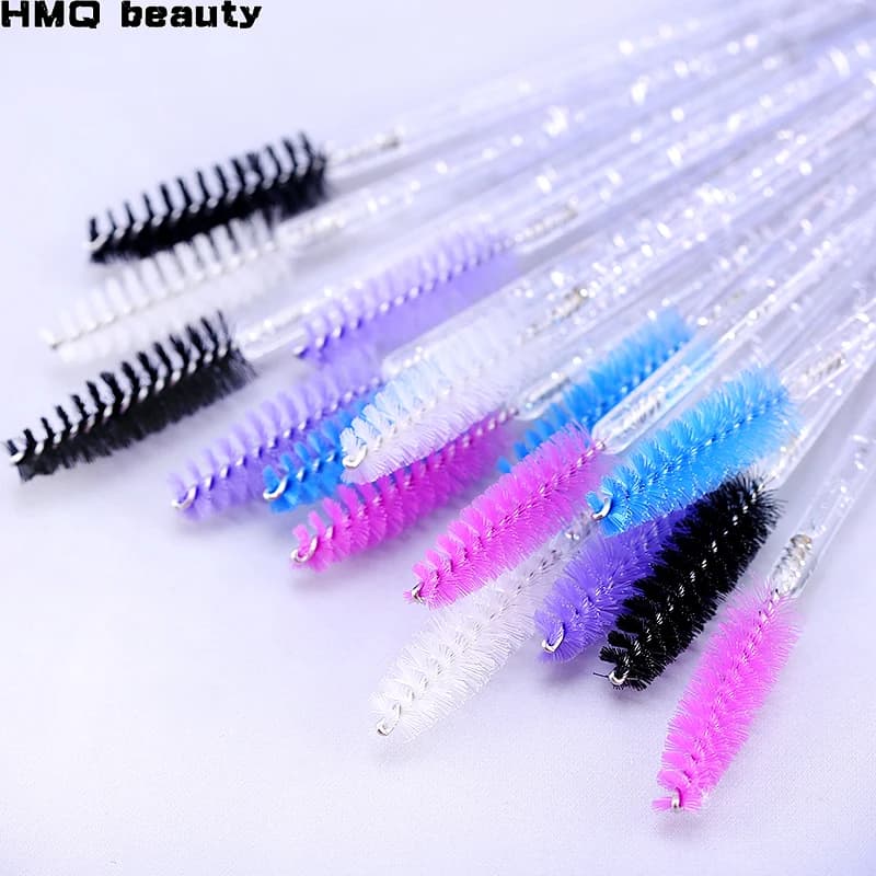 50Pcs brush for eyebrows in disposable crystal handle diamantato Mascara stick applicator eyelashes cosmetic brushes tool extension eyelashes