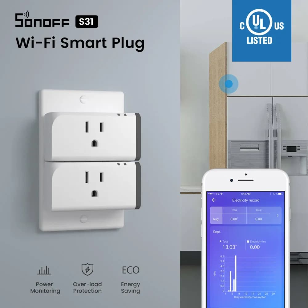 1/2/3/4 PCS Itead SONOFF S31 US 15A Wifi Intelligent socket with e-weLink energy monitor Smart Home Control socket, Smart Home Wifi Spina Switch