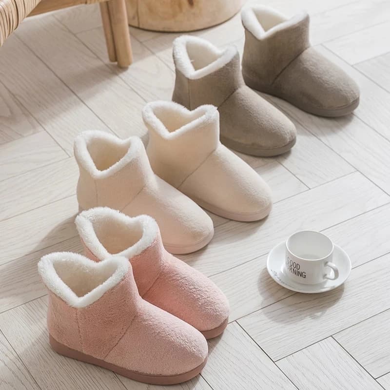 Pantofole invernali da donna calde peluche slip-on coppie scarpe da pavimento per la casa antiscivolo comode scarpe basse femminili morbide in pelliccia sintetica